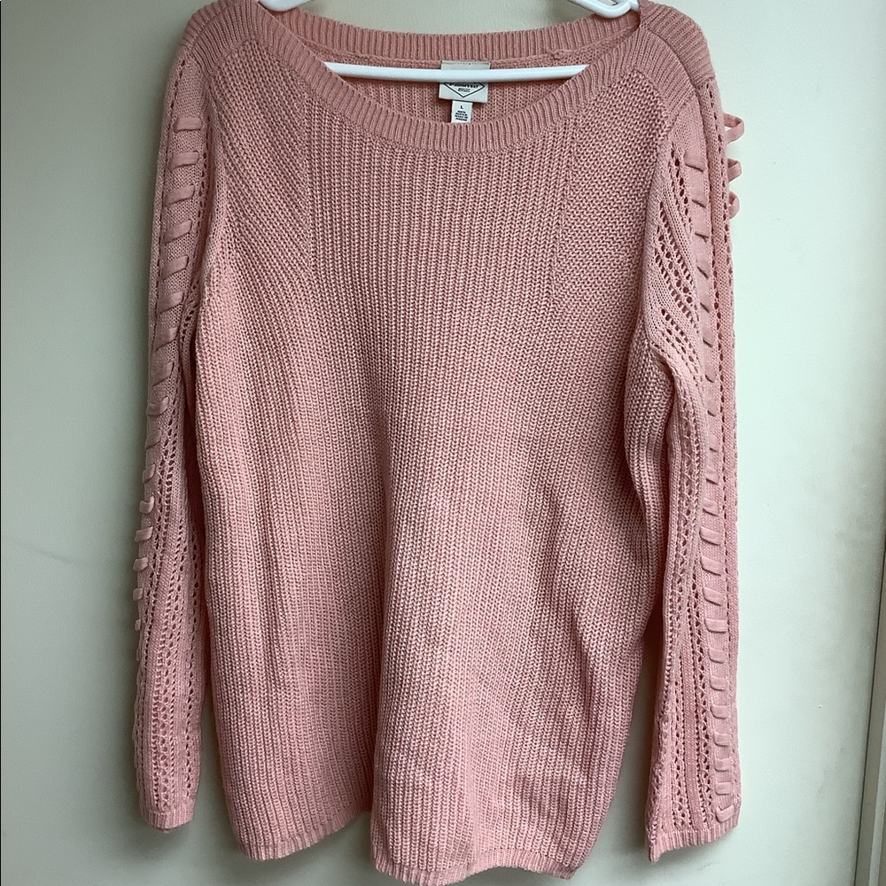 St. John’s Bay sweater with braided detail on sleeves